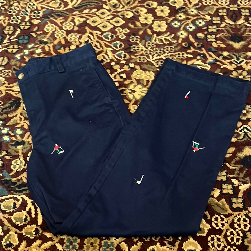 Navy Ski Print Trouser